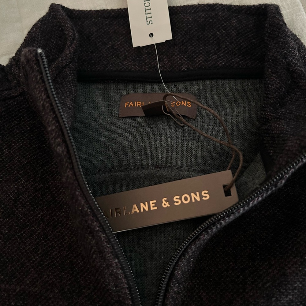 Fairlane and Sons quarter zip tweed sweater